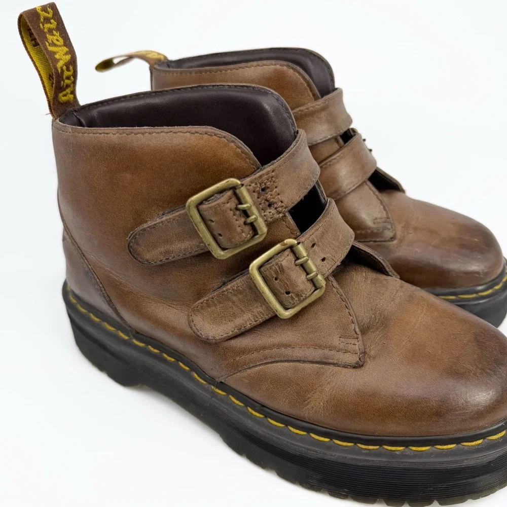DR. MARTENS Devon Platform Ankle Boot Brown Leather 9